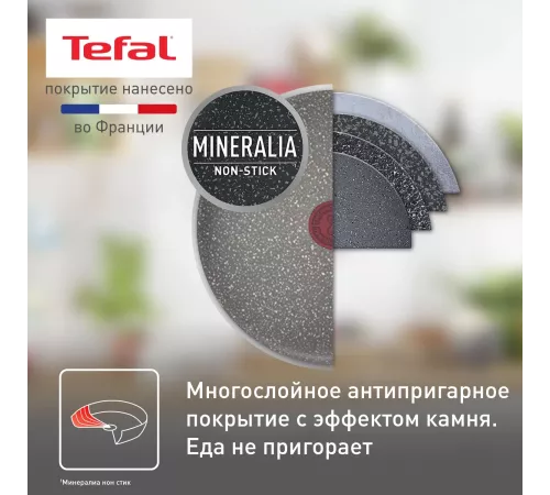 Сковорода Tefal Natural Cook 04213126 круглая 26см ручка несъемная (без крышки) серый
