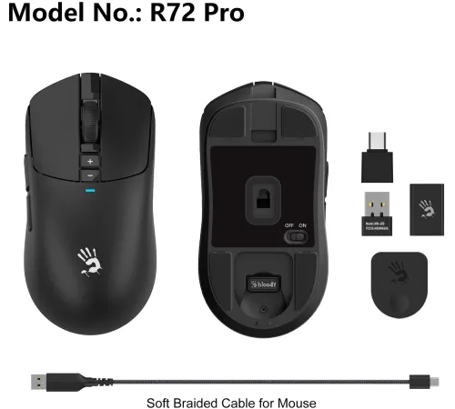 Мышь A4Tech Bloody R72 Pro черный оптическая (26000dpi) беспроводная USB-C (7but)