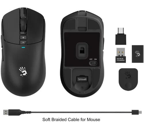 Мышь A4Tech Bloody R72 Ultra черный оптическая (20000dpi) беспроводная USB-C (7but) Мышь A4Tech Bloody R72 Ultra черный оптическая (20000dpi) беспроводная USB-C (7but)