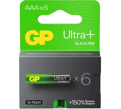 Батарея GP Ultra Plus Alkaline 24AUPA21-2CRB6 AAA (6шт) блистер