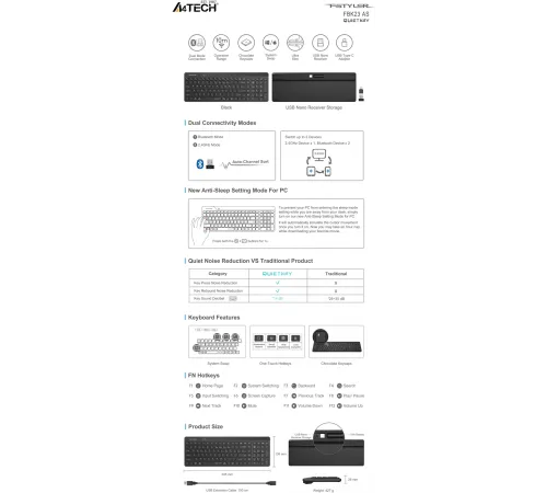 Клавиатура A4Tech Fstyler FBK23 AS черный USB беспроводная BT/Radio (FBK23 AS) Клавиатура A4Tech Fstyler FBK23 AS черный USB беспроводная BT/Radio (FBK23 AS)