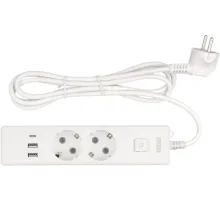 PowerCube Бытовой удлинитель (PC-4-2M) 2р с/з вык.,3USB, 3500 Вт, 16А, 1.9 м, 3*1,0 (белый) {22301}