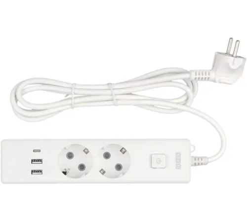 PowerCube Бытовой удлинитель (PC-4-2M) 2р с/з вык.,3USB, 3500 Вт, 16А, 1.9 м, 3*1,0 (белый) {22301}