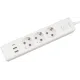 PowerCube Бытовой удлинитель (PC-5-2M) 3р с/з вык.,3USB, 3500 Вт, 16А, 1.9 м, 3*1,0 (белый) {22302}