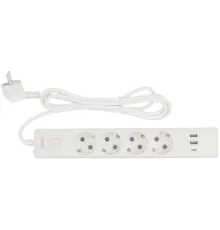 PowerCube Бытовой удлинитель (PC-6-2M) 4р с/з вык.,3USB, 3500 Вт, 16А, 1.9 м, 3*1,0 (белый) {22305}