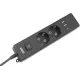 PowerCube Бытовой удлинитель (PC-5B-2M) 2р с/з вык.,3USB, 3500 Вт, 16А, 1.9 м, 3*1,0 (черный) {22309}