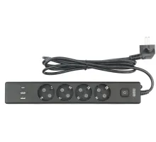 PowerCube Бытовой удлинитель (PC-7B-2M) 4р с/з вык.,3USB, 3500 Вт, 16А, 1.9 м, 3*1,0 (черный) {22313}