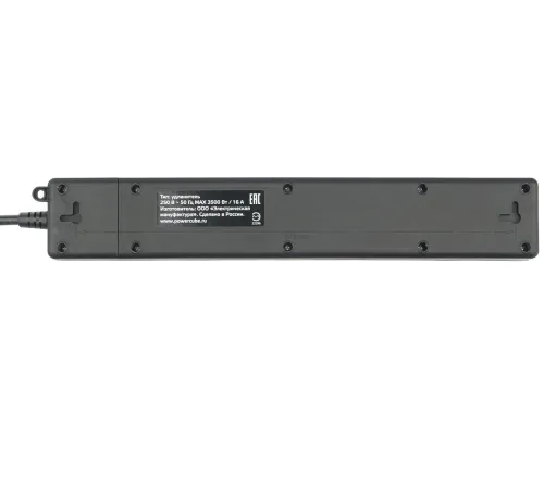 PowerCube Бытовой удлинитель (PC-7B-2M) 4р с/з вык.,3USB, 3500 Вт, 16А, 1.9 м, 3*1,0 (черный) {22313}