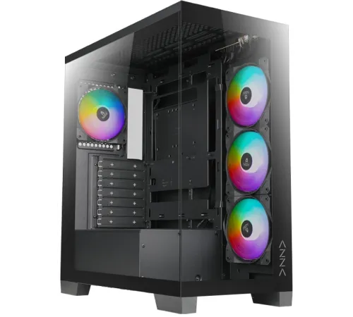 Корпус Azza COVE черный без БП ATX 4x120mm 1xUSB2.0 1xUSB3.0 1xUSB3.1 audio bott PSU
