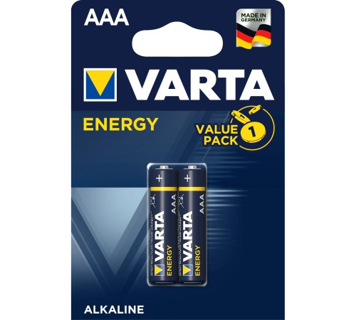 Батарейка Varta ENERGY LR03 AAA BL2 Alkaline 1.5V (4103) (2/20/100) (2 шт.) Varta ENERGY LR03 AAA (04103229412)