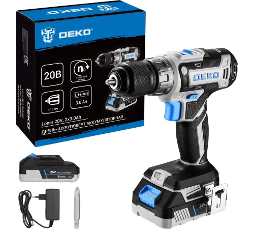Дрель-шуруповерт Deko Loner 20 V аккум. патрон:быстрозажимной (085-1005) Дрель-шуруповерт Deko Loner 20 V аккум. патрон:быстрозажимной (085-1005)
