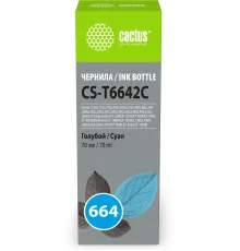 Чернила Cactus CS-T6642C 664 голубой 70мл для Epson L130,L110,L100,L220,L200,L310,L300,L360,L361,L380,L382,L350,L355,L365,L395,L405,L485,L495,L555,L565,L575,Expression ET-2500,ET-2550,ET-2600,ET-2650,ET-4500;WorkForce ET-14000,ET-16500;L1300,L1400,L605,L6
