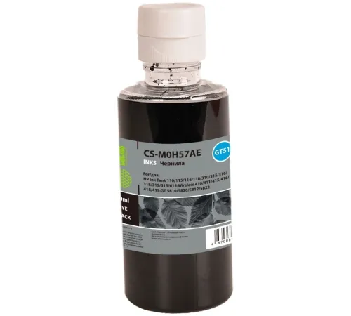 Чернила Cactus CS-M0H57AE GT51 черный 90мл для HP Ink Tank 110/115/116/118/310/315/316/318/319/515/615;Wireless 410/411/415/416/418/419;GT5810/5820/5812/5822