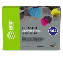 Чернила Cactus CS-T664set 664 голубой/пурпурный/желтый/черный набор 4x70мл для Epson