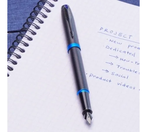 Ручка перьев. Parker IM Vibrant Rings F315 (2172858) Marine Blue PVD F сталь нержавеющая подар.кор.