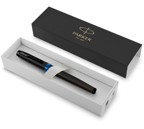 Ручка перьев. Parker IM Vibrant Rings F315 (2172858) Marine Blue PVD F сталь нержавеющая подар.кор.