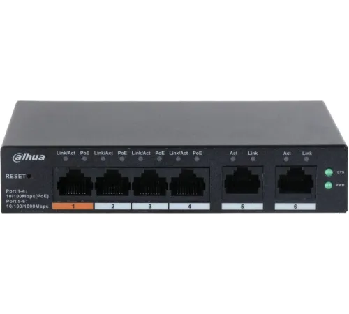 Коммутатор Dahua DH-CS4006-4ET-60 2xКомбо(1000BASE-T/SFP) управляемый