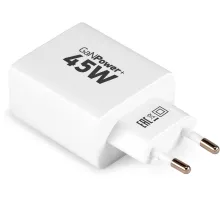 Сетевое зар./устр. Digma Pro DPW4A 45W 3A (PD+QC) USB-C/USB-A универсальное белый (DPW4A5GX11WH)