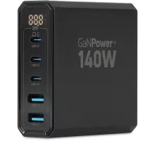 Настольное зар./устр. Digma Pro DPW10A 140W 5A (PD+QC) 3хUSB-C/2xUSB-A универсальное черный (DPW1A4G024BK)
