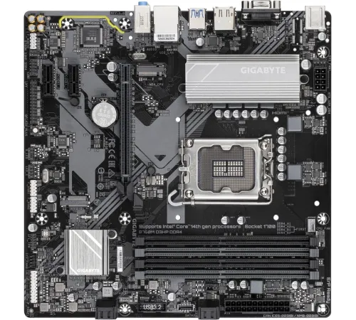 Материнская плата Gigabyte B760M D3HP DDR4 Soc-1700 Intel B760 4xDDR4 mATX AC`97 8ch(7.1) GbLAN RAID+VGA+HDMI+DP