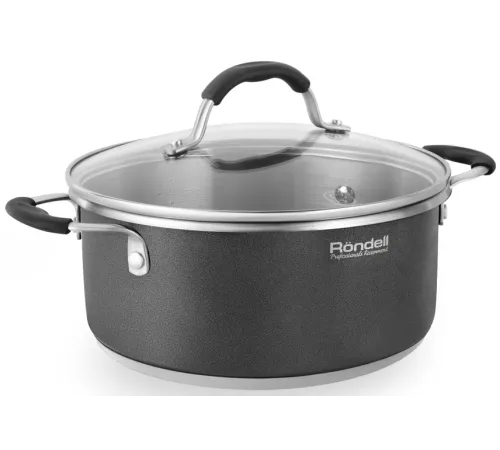 Кастрюля Rondell Stern RDS-019 4.7л. d=24см (с крышкой) серый Кастрюля Rondell Stern RDS-019 4.7л. d=24см (с крышкой) серый