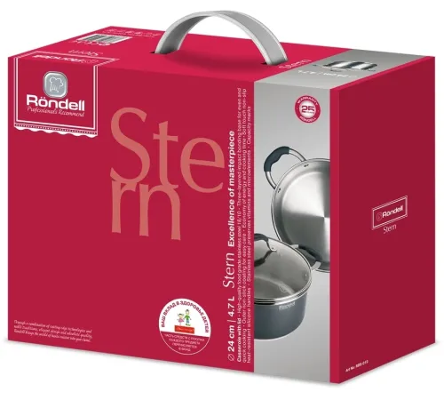 Кастрюля Rondell Stern RDS-019 4.7л. d=24см (с крышкой) серый Кастрюля Rondell Stern RDS-019 4.7л. d=24см (с крышкой) серый