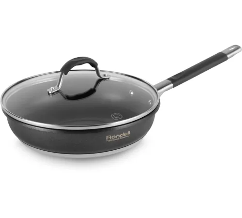 Сковорода Rondell Stern RDS-092 круглая 24см покрытие: Excalibur ручка несъемная (с крышкой) серый