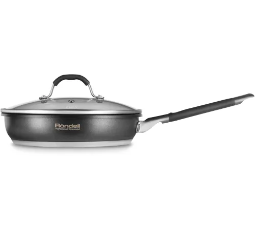 Сковорода Rondell Stern RDS-092 круглая 24см покрытие: Excalibur ручка несъемная (с крышкой) серый