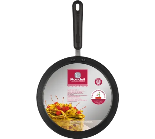 Сковорода блинная Rondell Pancake frypan RDA-274 круглая 22см покрытие: TriTitan ручка несъемная (без крышки) черный Сковорода блинная Rondell Pancake frypan RDA-274 круглая 22см покрытие: TriTitan ручка несъемная (без крышки) черный