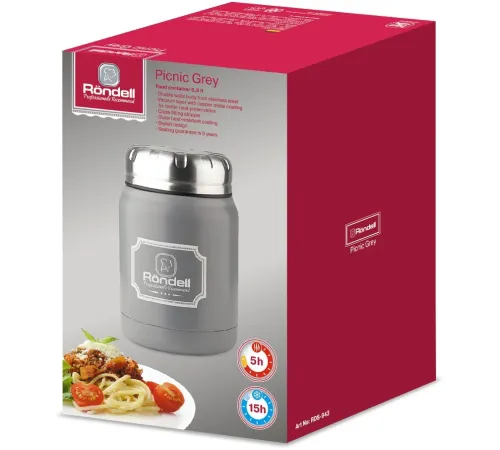 Термос для напитков/еды Rondell Picnic RDS-943 0.5л. серый картонная коробка