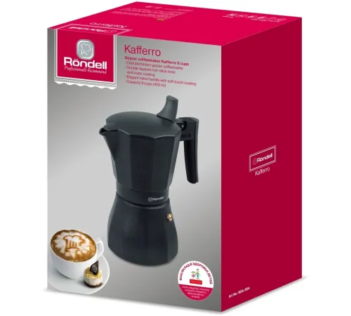Кофеварка гейзерная Rondell Kafferro RDA-994, 0.45л, алюминий, черный