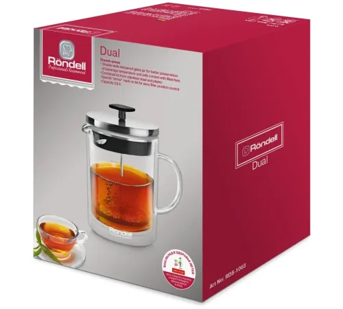 Френч-пресс Rondell Dual RDS-1063 0.8л стальной Френч-пресс Rondell Dual RDS-1063 0.8л стальной