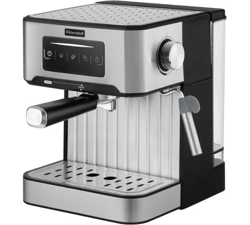 Кофеварка рожковая Rondell RDE-1106 серебристый, исп. кофе - молотый, 1.6 л, 850 Вт, 20 Бар.