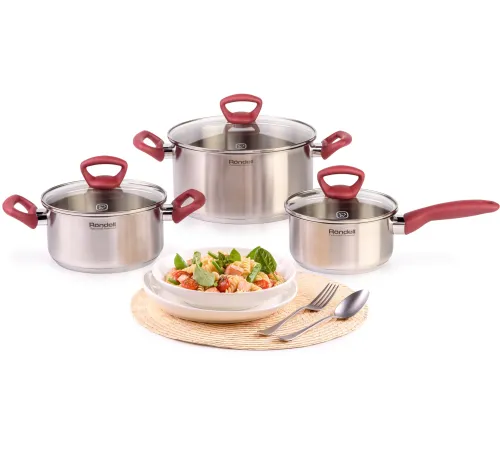 Кастрюля Rondell Heidi RDS-1114, 4.8л, с крышкой, 24см, стальной