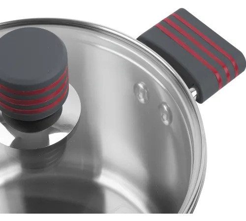 Кастрюля Rondell Stripes RDS-1281 5.8л. d=24см (с крышкой) стальной Кастрюля Rondell Stripes RDS-1281 5.8л. d=24см (с крышкой) стальной