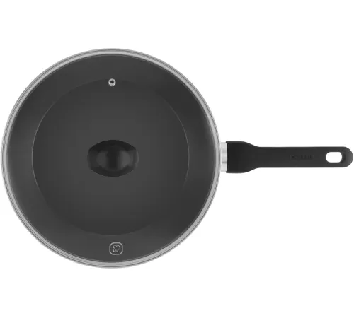 Сковорода Rondell Frank RDA-1374, круглая 28см, покрытие: Xylan Plus ручка несъемная (с крышкой), черный