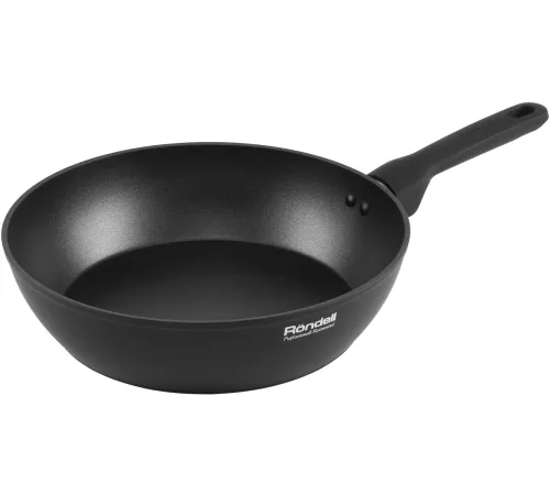 Сковорода Rondell Frank RDA-1374, круглая 28см, покрытие: Xylan Plus ручка несъемная (с крышкой), черный