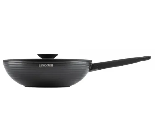 Сковорода ВОК (WOK) Rondell Kontur RDA-1489 круглая 28см покрытие: Xylan Plus ручка несъемная (с крышкой) графитовый Сковорода ВОК (WOK) Rondell Kontur RDA-1489 круглая 28см покрытие: Xylan Plus ручка несъемная (с крышкой) графитовый