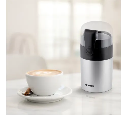 Кофемолка Vitek VT-1540 SR 120Вт сист.помол.:ротац.нож вместим.:40гр серебристый Кофемолка Vitek VT-1540 SR 120Вт сист.помол.:ротац.нож вместим.:40гр серебристый