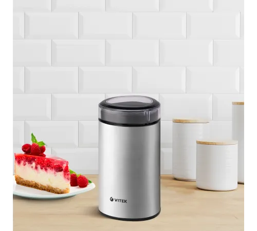 Кофемолка Vitek VT-1544 200Вт сист.помол.:ротац.нож вместим.:70гр стальной