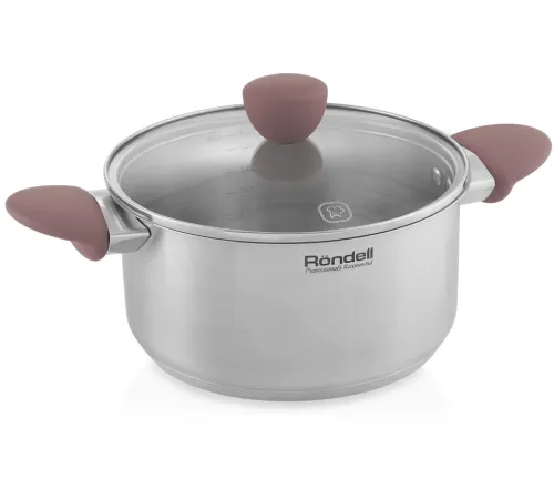 Кастрюля Rondell Bueno RDS-1588 4.8л. d=24см (с крышкой) стальной Кастрюля Rondell Bueno RDS-1588 4.8л. d=24см (с крышкой) стальной