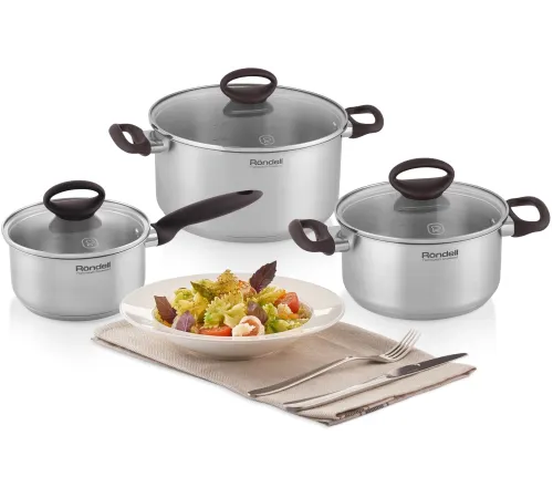 Кастрюля Rondell Tierno RDS-1591 2л. d=18см (с крышкой) стальной Кастрюля Rondell Tierno RDS-1591 2л. d=18см (с крышкой) стальной
