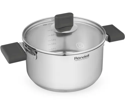 Кастрюля Rondell Quadro RDS-1596 3.1л. d=20см (с крышкой) стальной Кастрюля Rondell Quadro RDS-1596 3.1л. d=20см (с крышкой) стальной
