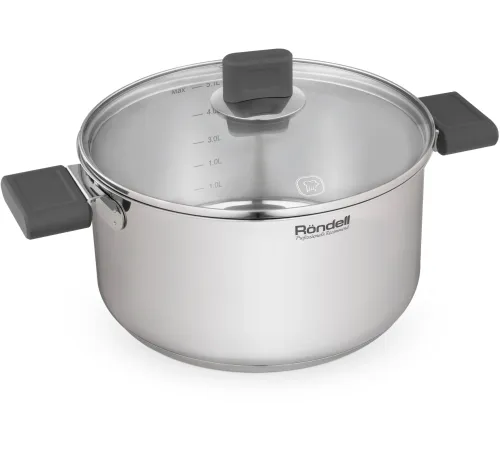 Кастрюля Rondell Quadro RDS-1597 5.1л. d=24см (с крышкой) стальной