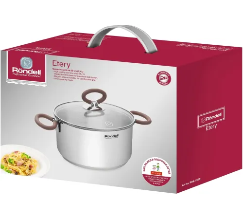 Кастрюля Rondell Etery RDS-1599 3.1л. d=20см (с крышкой) стальной Кастрюля Rondell Etery RDS-1599 3.1л. d=20см (с крышкой) стальной