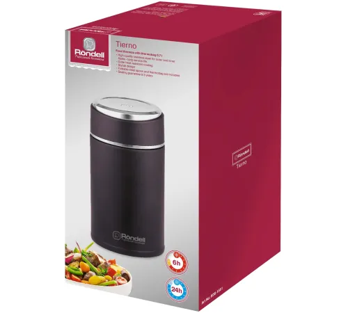 Термос для еды Rondell Tierno RDS-1661 0.7л. бордовый с чехлом картонная коробка Термос для еды Rondell Tierno RDS-1661 0.7л. бордовый с чехлом картонная коробка