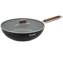 Сковорода ВОК (WOK) Rondell Fjord RDA-1800 круглая 28см покрытие: Xylan Plus ручка несъемная (с крышкой) черный