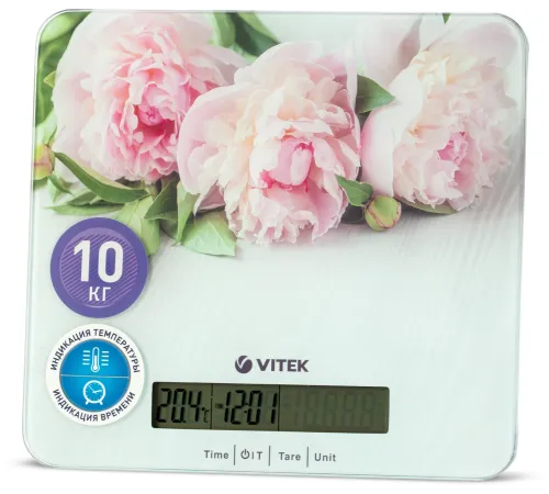 Весы кухонные электронные Vitek VT-2414 макс.вес:10кг белый/цветы Весы кухонные электронные Vitek VT-2414 макс.вес:10кг белый/цветы