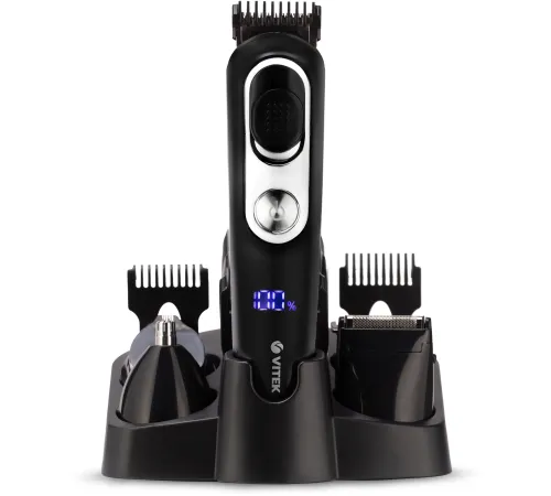 Триммер Vitek VT-2549 BK Питание сеть/аккумулятор. Встроенная аккумуляторная батарея Li-ion 700 mAh 3,7V. Время зарядки 90мин. Время автономной работы 45мин. Влажная очистка. Детальный триммер. Индикатор зарядки. ЖК дисплей с индикацией процента зарядки б Триммер Vitek VT-2549 BK Питание сеть/аккумулятор. Встроенная аккумуляторная батарея Li-ion 700 mAh 3,7V. Время зарядки 90мин. Время автономной работы 45мин. Влажная очистка. Детальный триммер. Индикатор зарядки. ЖК дисплей с индикацией процента зарядки б