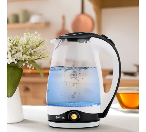 Чайник электрический Vitek VT-7027 1.8л. 2200Вт черный корпус: стекло Чайник электрический Vitek VT-7027 1.8л. 2200Вт черный корпус: стекло